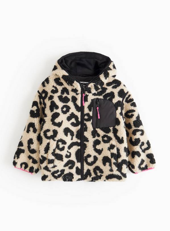 Leopard Print Zip-Through Borg Jacket 5-6 years